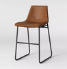Set of 2 - Bowden Faux Leather and Metal Counter Stools, Caramel Brown (#138)