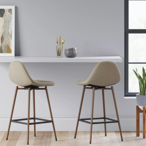 SET OF 3 - Copley Upholstered Counter Stools, Beige (#140)