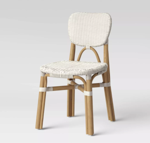 Set of 2 - Canton Rattan and Woven Dining Chairs, White (#316 - 2 BOXES)