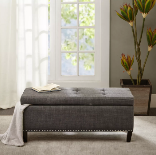 Tahlia Tufted Top Storage Bench, Charcoal (#351)