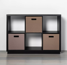 Load image into Gallery viewer, 6 Cube Storage Organizer with Faux Stone Top, Black (#365)
