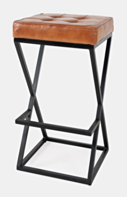 Lorilee Genuine Leather 26" Bar Stool, Saddle (#690)