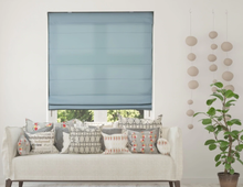 Load image into Gallery viewer, Set of 2 - Light Filtering Cordless Lift Fabric Roman Shades, Seascape - 24&quot; x 72&quot; (#974)
