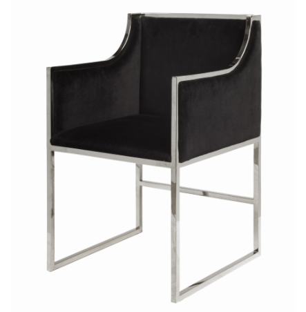 Anabelle Velvet Chair, Black (#K1084)