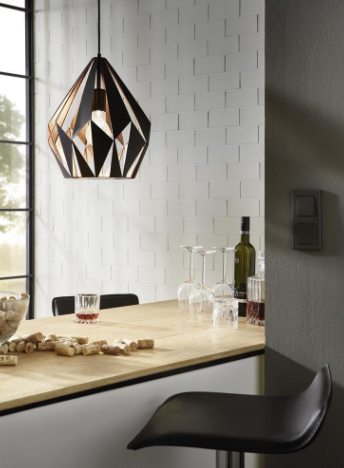 Eglo Single Geometric Pendant, Black (#K1340)