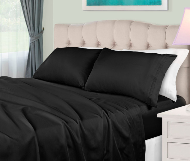 650 Thread Count Egyptian Cotton Sheet Set, Black - California King (#K1738)