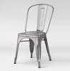 Set of 2 - Carlisle High Back Metal Dining Chairs, Natural Metal (#K2149)
