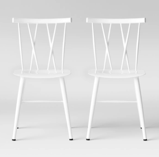 Set of 2 - Becket Metal X Back Dining Chairs, White (#K2127)