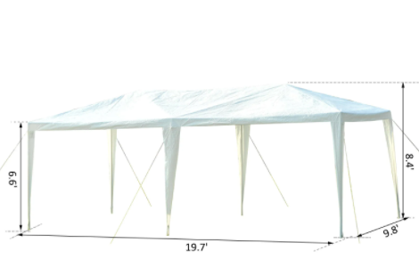10' x 20' Outdoor Patio Tent Canopy Easy Open Gazebo with Removable Mesh Side Walls, White (#K2174)