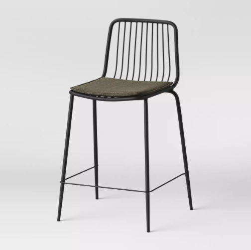 Set of 2 - Sodra Square Seat Wire Counter Stool, Black (#K2186)
