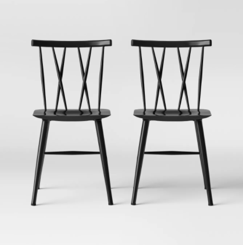 Set of 2 - Becket Metal X Back Dining Chairs, Black (#K2178)