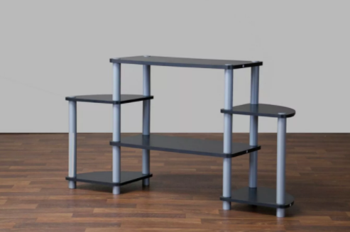 Orbit and Silver 3 Tier TV Stand, Black/Silver (#K2305)