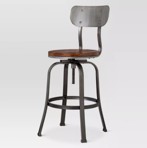 29" Dakota Adjustable Backed Bar Stool, Pewter - SINGLE STOOL (#K2312)