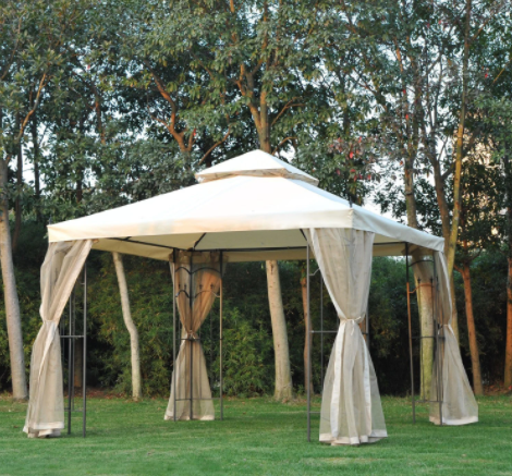 10' x 10' Metal Patio Gazebo, Beige (#K2475)