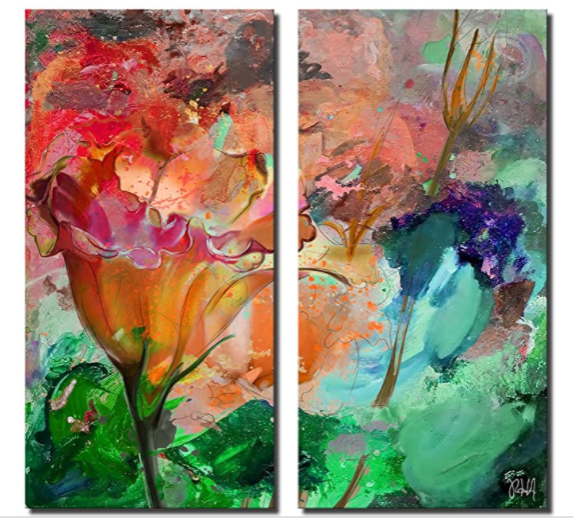 40x40" "Painted Petals LXI" 2-Piece Canvas CG383