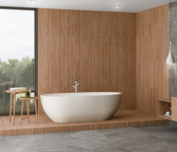 3 Boxes - Mirella 24" x 48" Porcelain Wood Look Tile, Nut - 46.5 Square Feet (#K4694 - 3 BOXES)