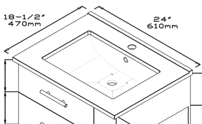 24" x 18.5" Marble Vanity Top, White (#K5434)