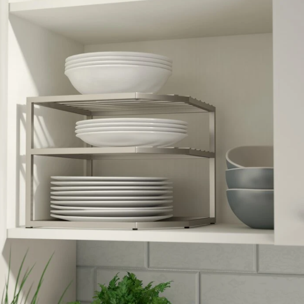 2-Tier Iron Corner Shelf Kitchen Cabinet Organizer (#K6467)