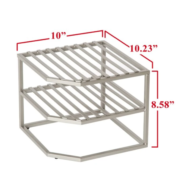 2-Tier Iron Corner Shelf Kitchen Cabinet Organizer (#K6467)