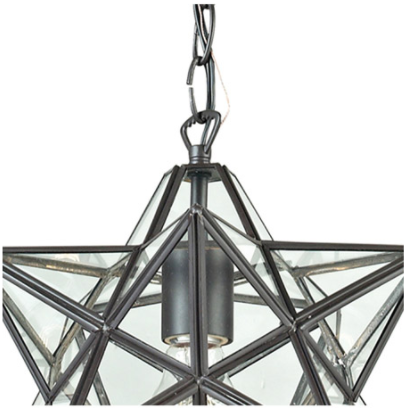1-Light Single Star Pendant, Bronze/Clear - 10" x 9" x 9" (#K6654)