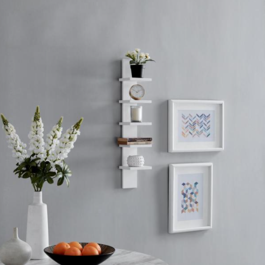 30" 5 Tier Decorative Wall Shelf, White (#K6814)