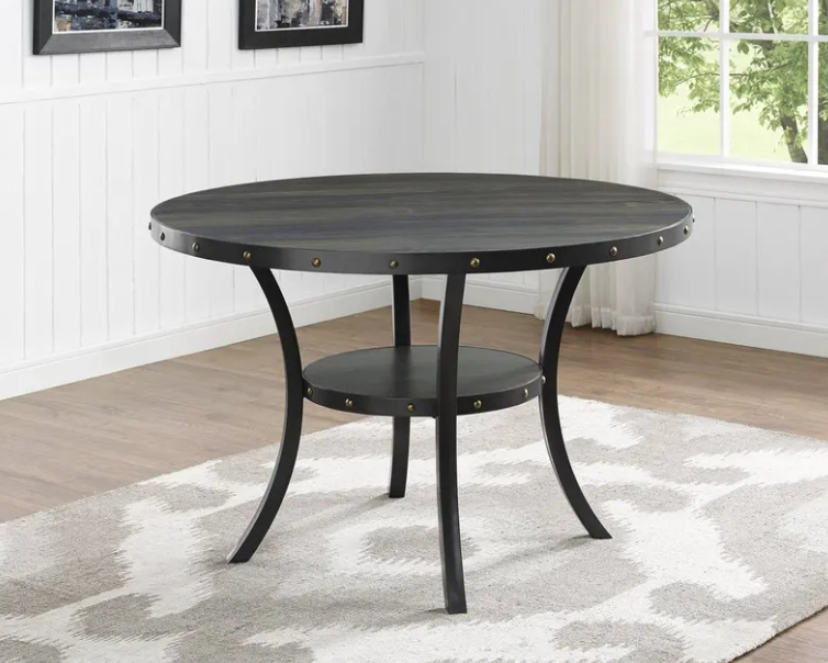 Biony Espresso Wood Nailhead Dining Table EJ531