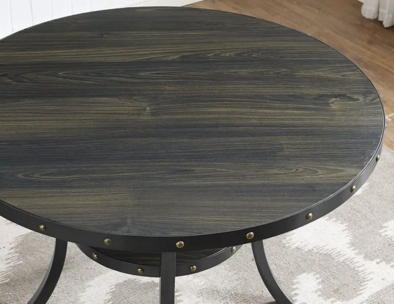 Biony Espresso Wood Nailhead Dining Table EJ531