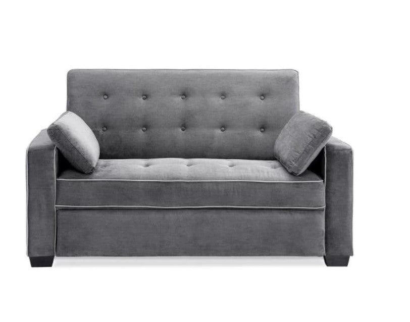 Augustus 36 in. Grey Polyester 2-Seater Convertible Tuxedo Sofa with Square Arms CL667