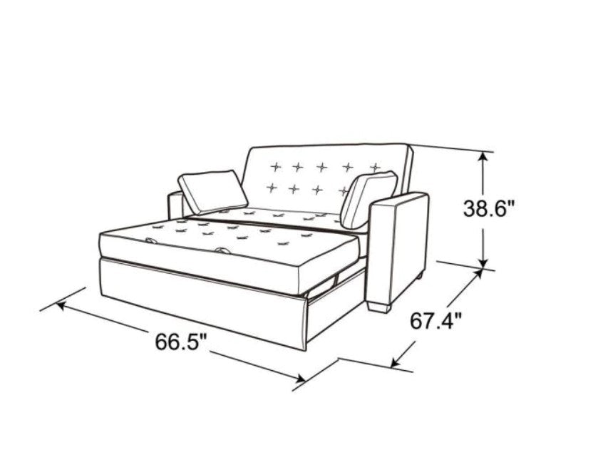 Augustus 36 in. Grey Polyester 2-Seater Convertible Tuxedo Sofa with Square Arms CL667