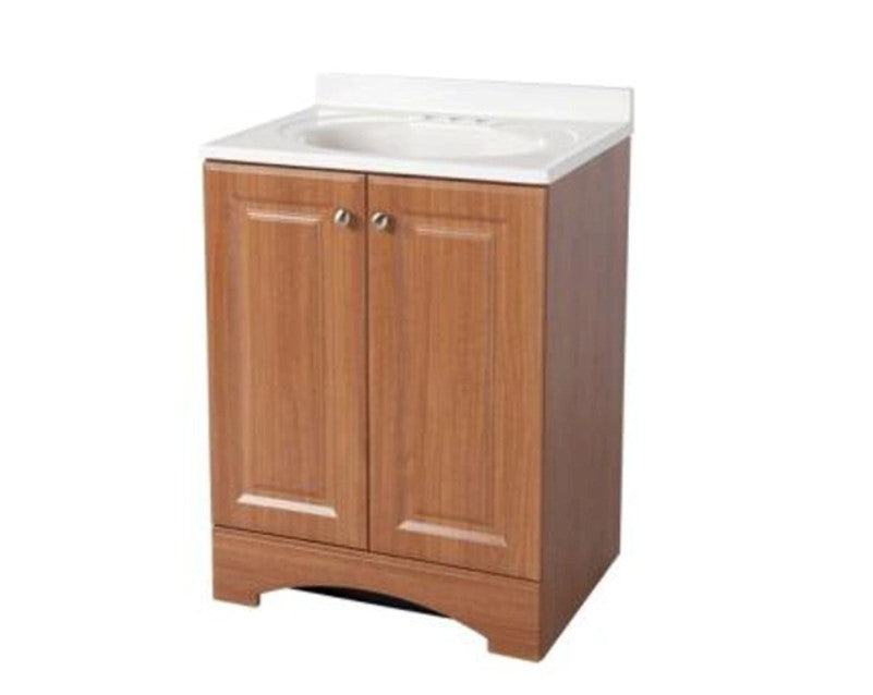 24.50 in. W Bath Vanity in  Golden Pecan with Cultured Marble Vanity Top in White with White Basin CL554