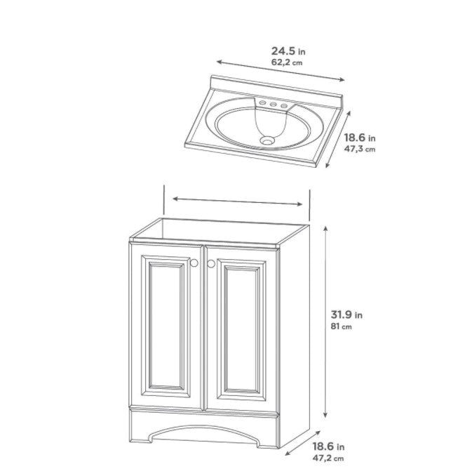 24.50 in. W Bath Vanity in  Golden Pecan with Cultured Marble Vanity Top in White with White Basin CL554