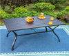 Black Slat Rectangle Metal Patio Outdoor Dining Table with 1.57 in. Umbrella Hole
