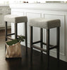 18 W x 12 D x 29 H Rumford Saddle Barstool with Wood Leg Gray Linen