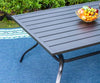 Black Slat Rectangle Metal Patio Outdoor Dining Table with 1.57 in. Umbrella Hole