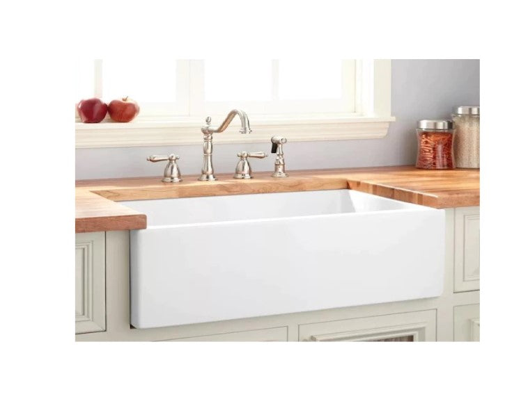 Winpro  Fireclay sink Farmhouse Apron Front 36-in x 18-in White Single Bowl Kitchen Sink