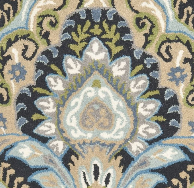 Wyndham Collection 2'3" x 9' Runner Blue/Navy/Green Handmade Modern Premium Wool Runner Rug