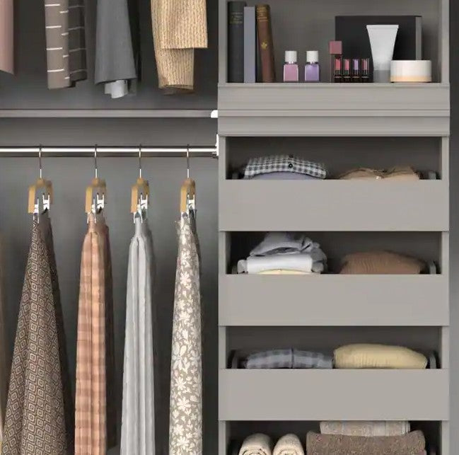 21.39 in. W Smoky Taupe Modular Storage Stackable Unit with 4-Drawers