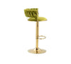37.8 in. Swivel Adjustable Height Golden Metal Frame Cushioned Bar Stool with Green Velvet Seat