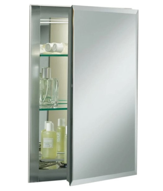 16" x 20" Single Door Reversible Hinge Frameless Mirrored Medicine Cabinet