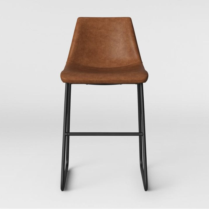 Bowden Upholstered Molded Faux Leather Counter Height Barstool