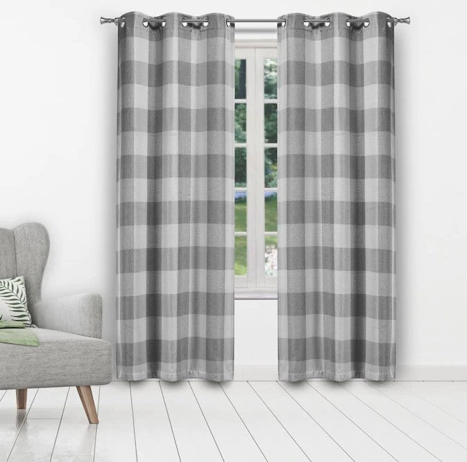 84-in Grey Polyester Blackout Standard Lined Grommet Curtain Panel Pair K7092