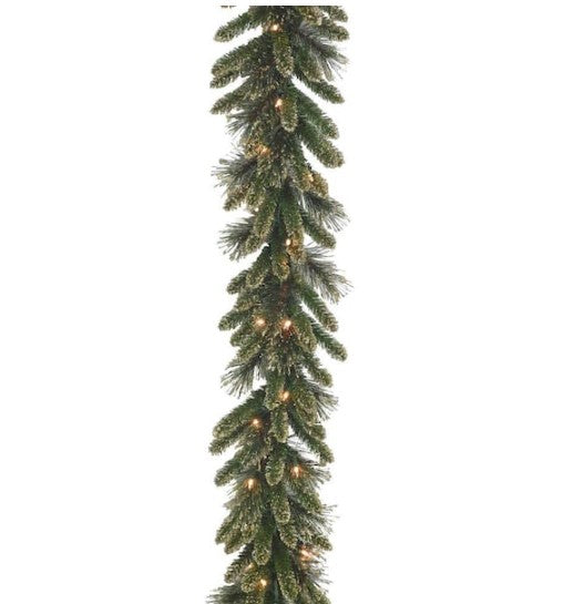 9 ft. x 10 in. Glittery Gold Pine Garland with Glitter, Gold Cones, Gold Glittered Berries