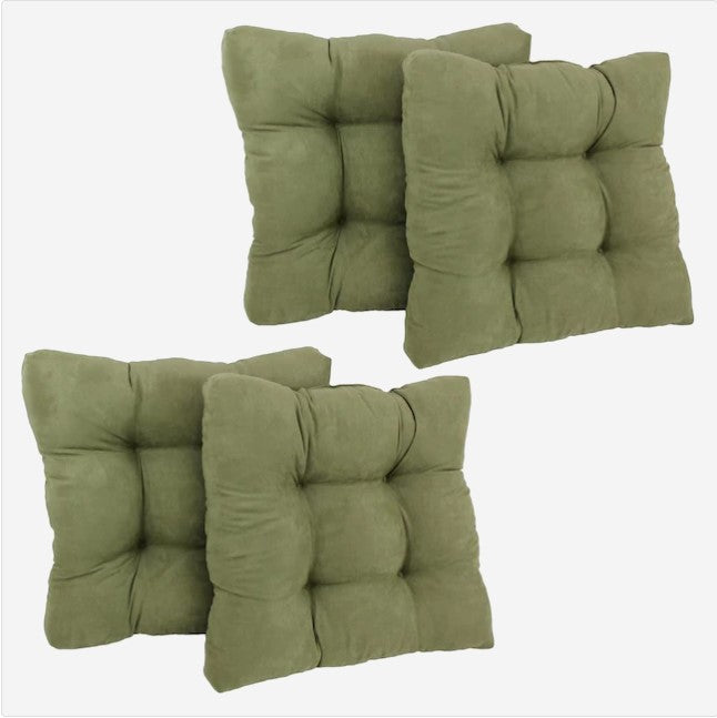 19-in Squared Microsuede Tufted Dining Chair Cushions (Set of 2)- Sage
