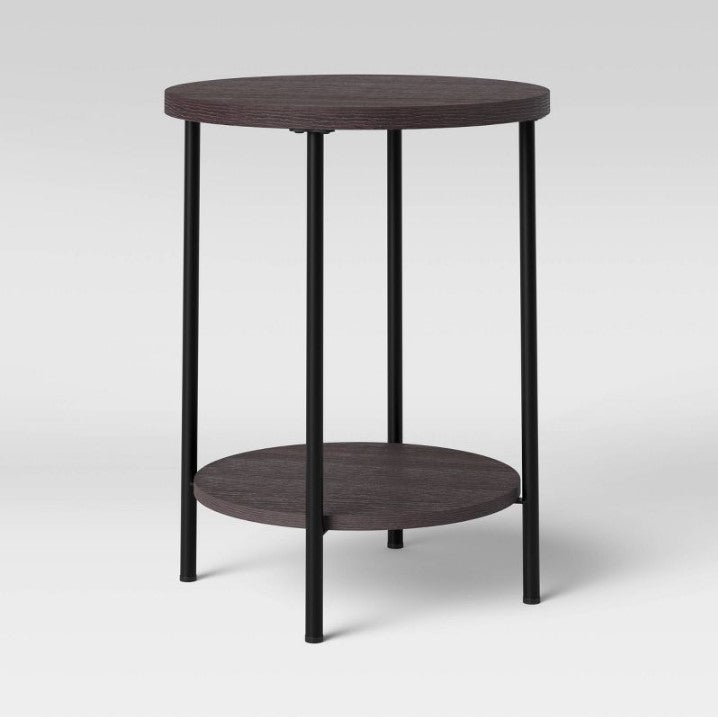 Wood and Metal Round End Table