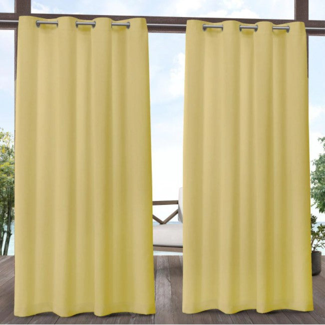 Biscayne Butter 54 in. W x 108 in L Grommet Top, Indoor/Outdoor Curtain Panel (Set of 2) LC629