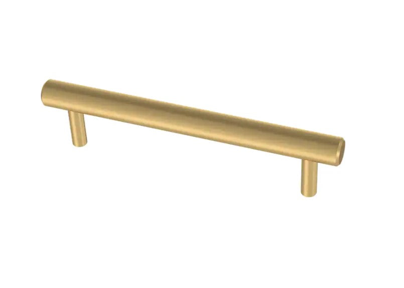 Bar 6-5/16-in Center to Center Brushed Brass Cylindrical Bar Drawer Pulls, (Set of 2)