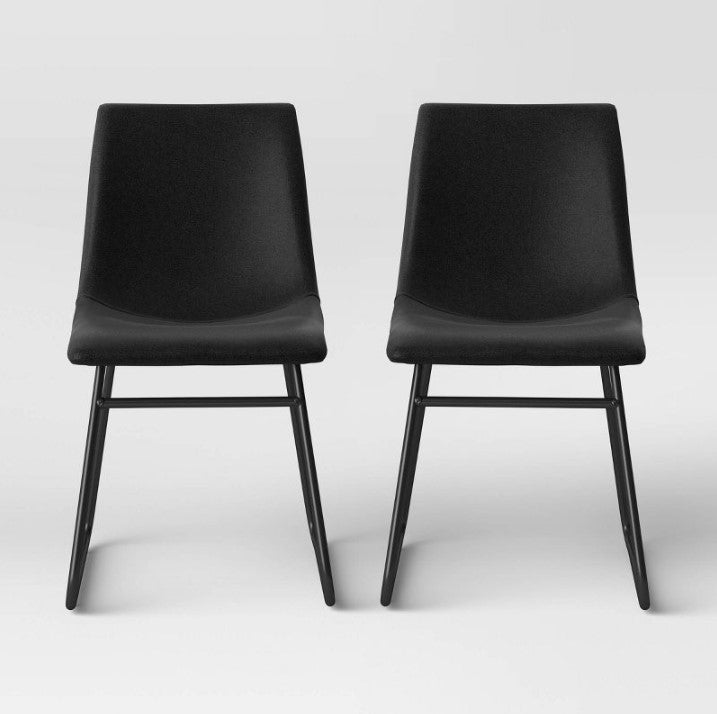 Bowden Faux Leather and Metal Dining Chair, (Set of 2)