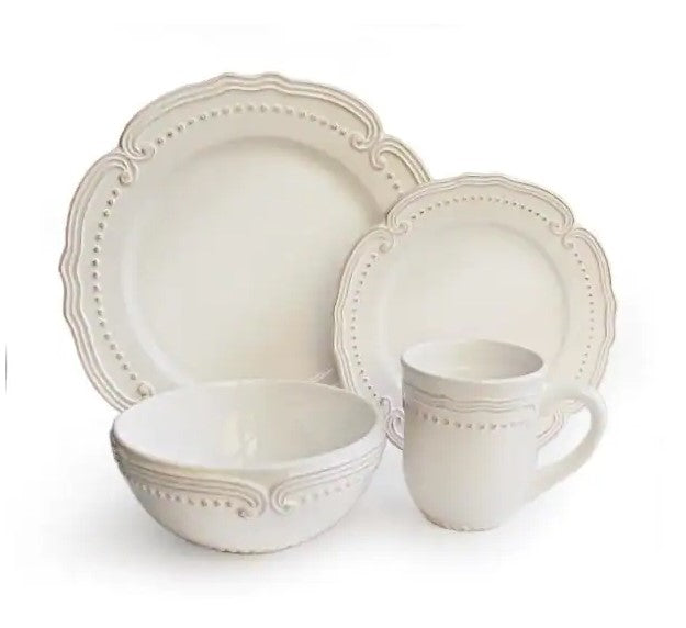 16-Piece Solid White Stone Dinnerware Set (Service for 4)