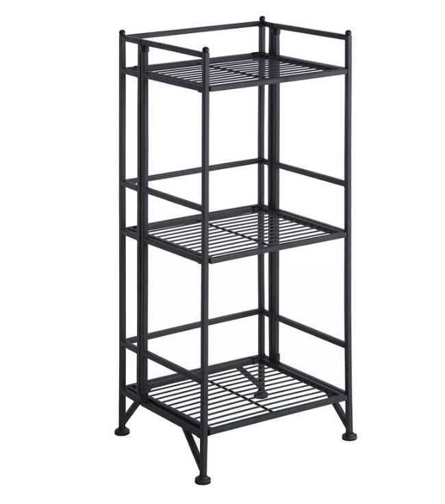 32.63" 3 Tier Folding Metal Shelf Black