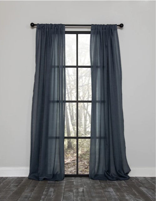 96-in Graphite Polyester Sheer Rod Pocket Curtain Panel, (Set of 2)